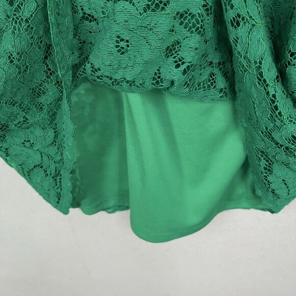 Ralph Lauren Dress Womens 14 Green Lace Flutter Sleeve Party Floral Romantic LRL - Picture 6 of 14